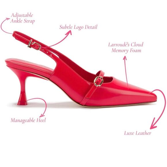 LARROUDE Ines Pump in Scarlet Leather NEW IN BOX! - Picture 6 of 14